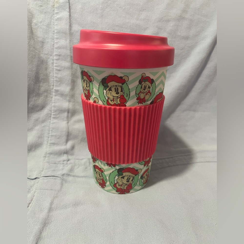 NEW Disney Mickey‎ & Minnie Mouse Christmas Bamboo Reusable Travel Coffee Mug
